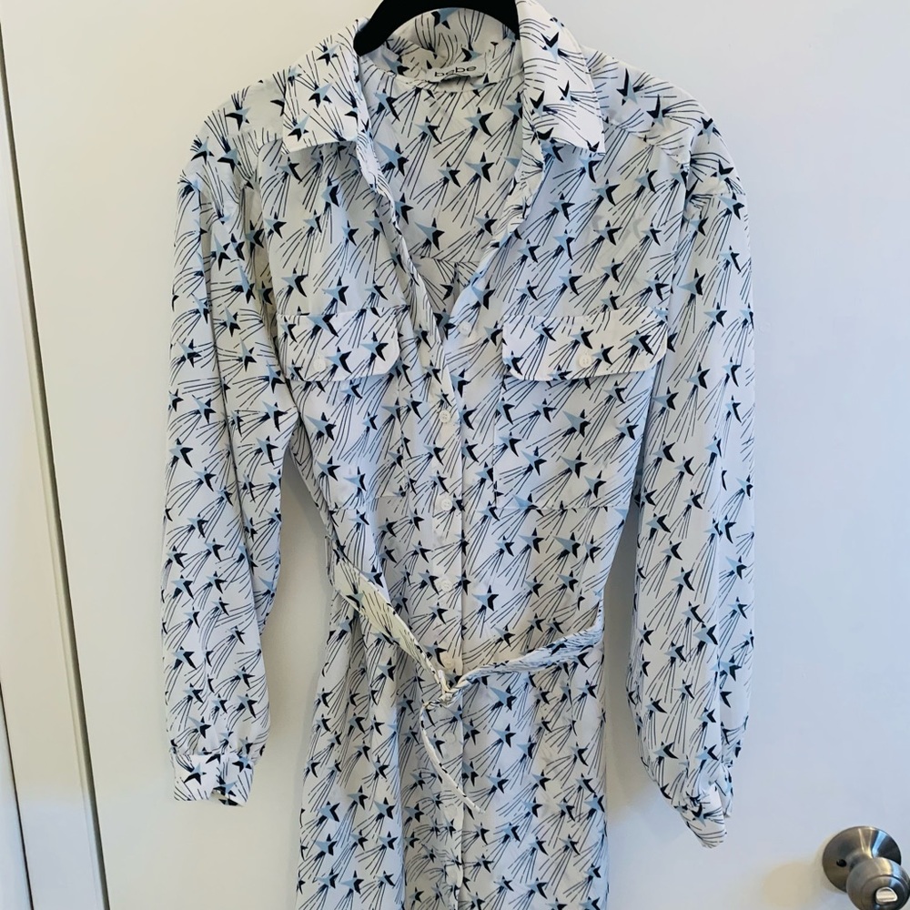Bebe star belted shirt dress